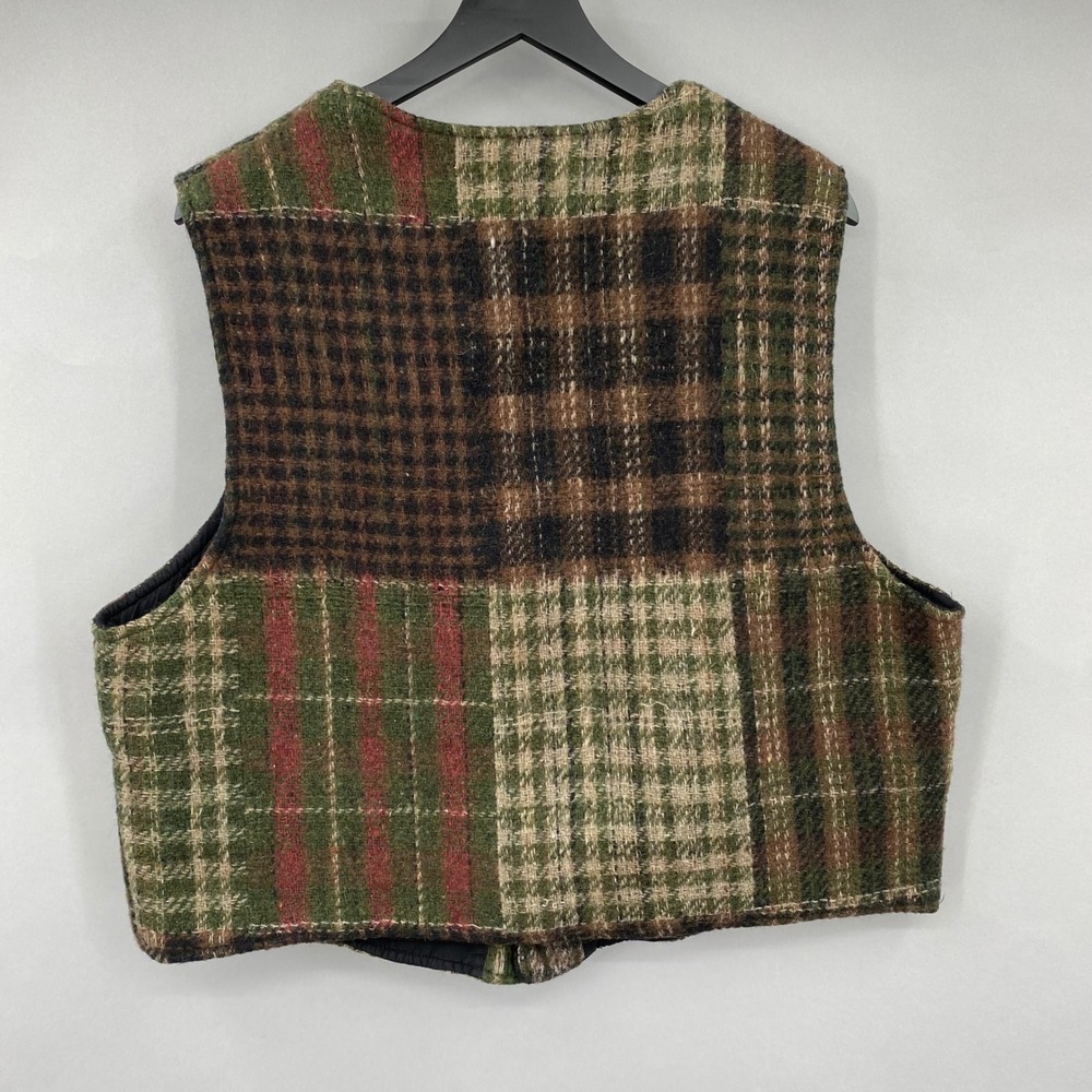 Habitat Vintage Patchwork Plaid Wool Blend Vest Women's XL Button Front Academia - Picture 8 of 11